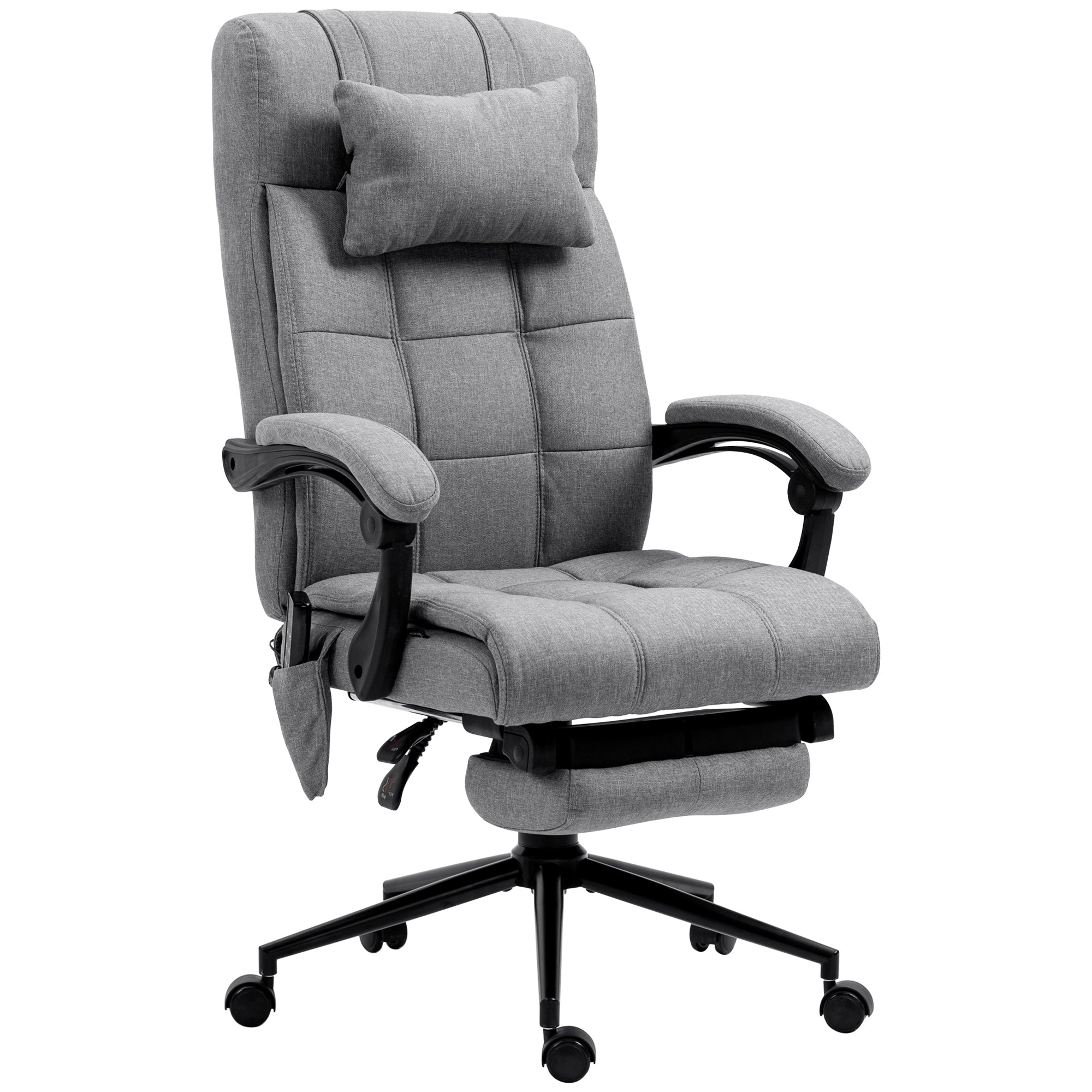 Vinsetto Office Chair with 6-point Vibration Massage and Heat, Computer Chair with Adjustable Height, Head Pillow, Footrest for Home, Grey
