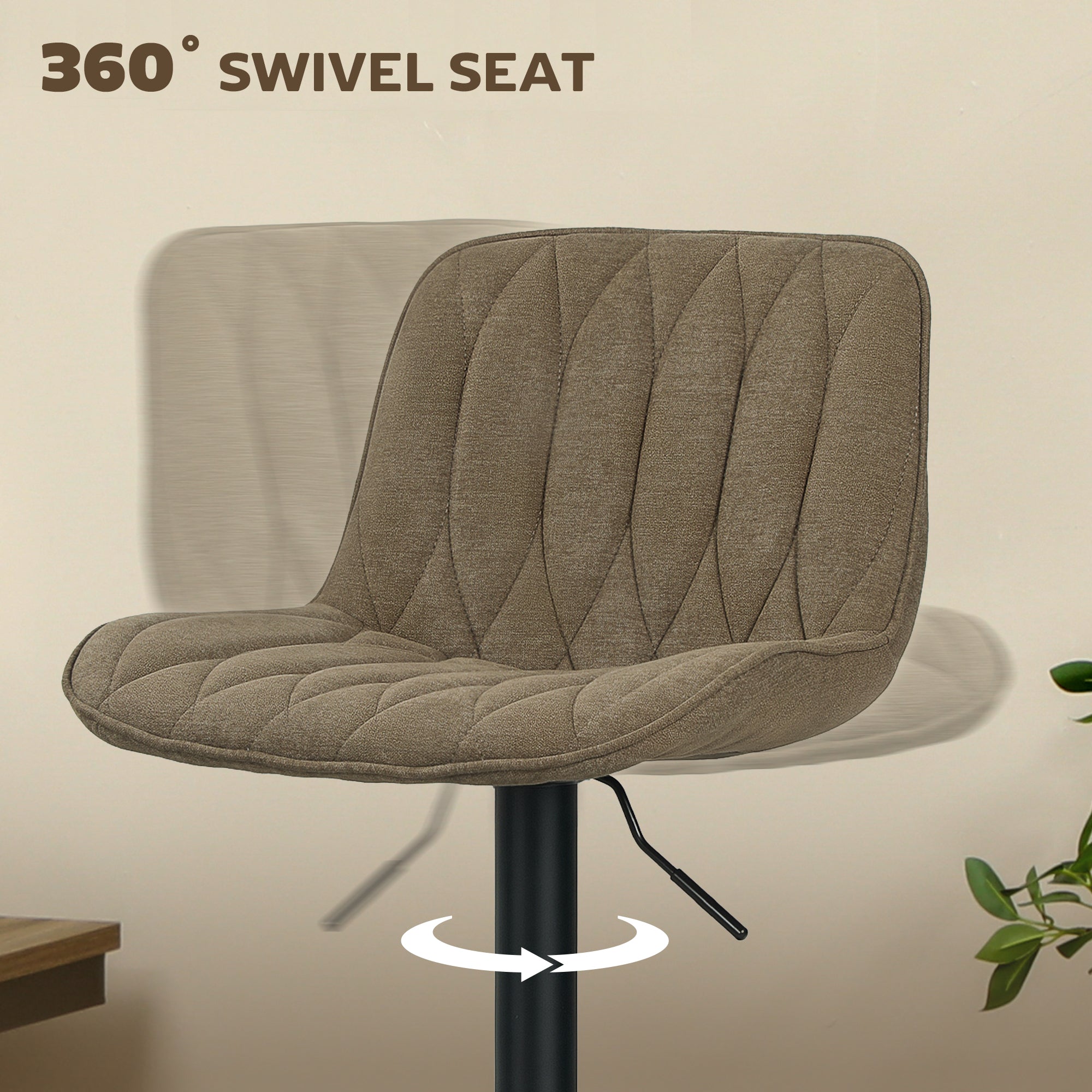 HOMCOM Set of Two Linen-Look Bar Stools - Brown