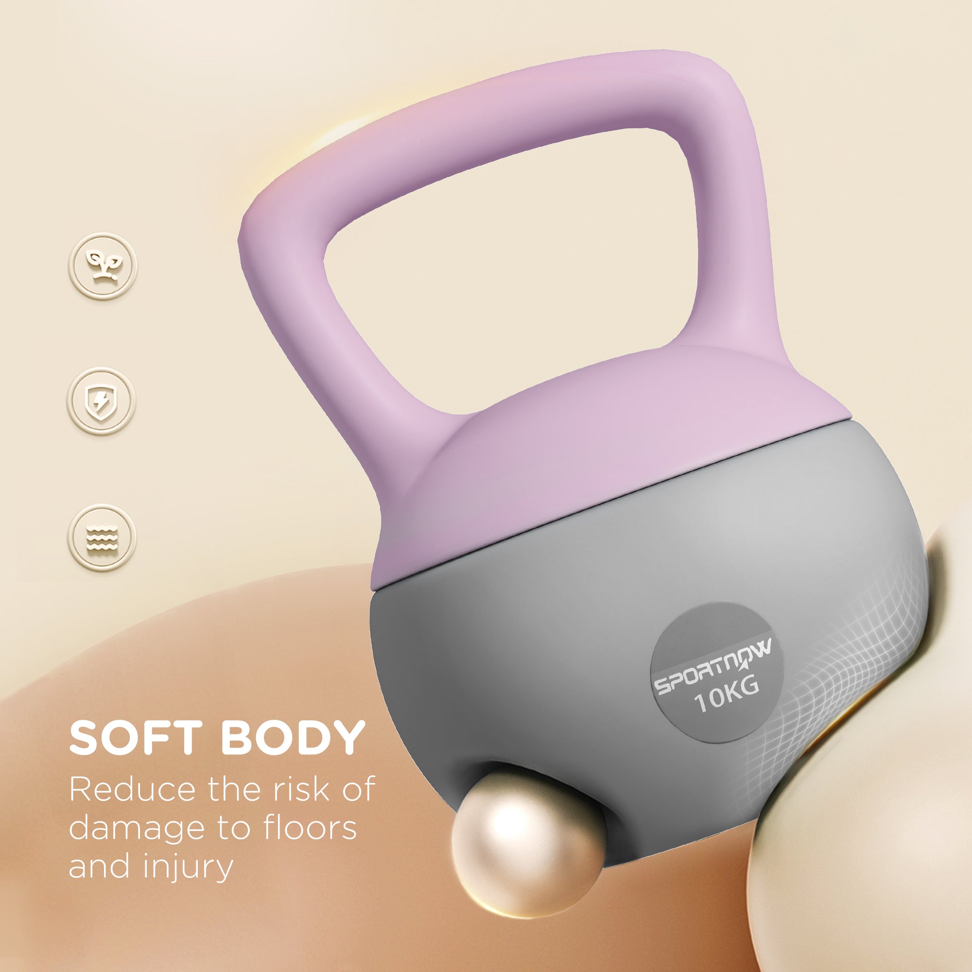 SPORTNOW 10KG Soft Kettlebell, Kettlebell with Non-Slip Handle for Home Gym, Weight Lifting, Strength Training, Purple/Grey