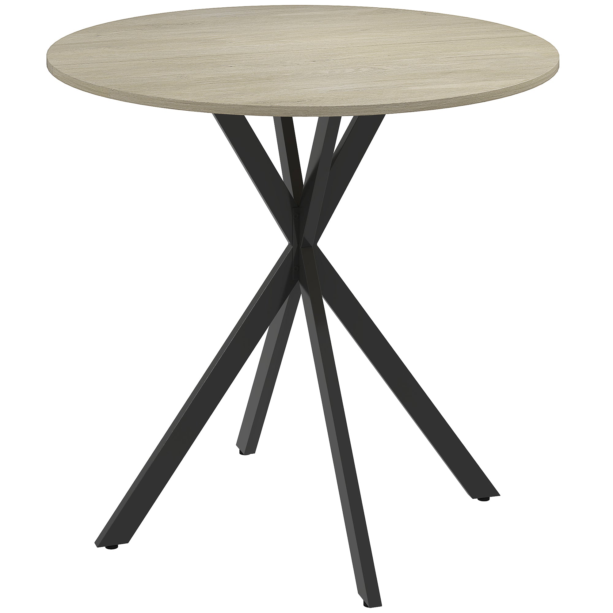 HOMCOM 80cm Industrial Round Dining Table - White Oak